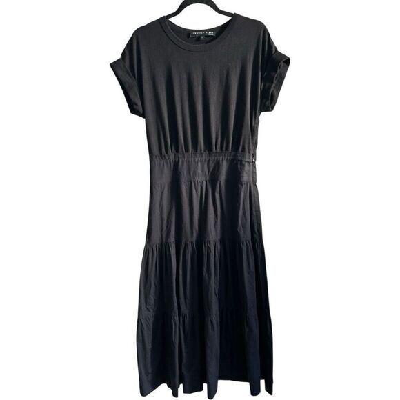 Veronica Beard Crewneck MIDI Length Tiered Dress Black Classic Closet Staple - Picture 1 of 12
